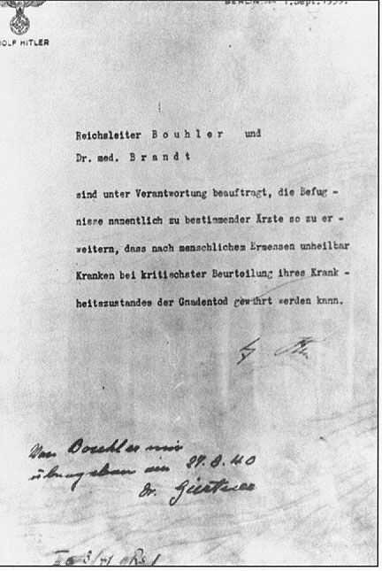 Signed Letter by Hitler Authorizing Euthanasia Killings